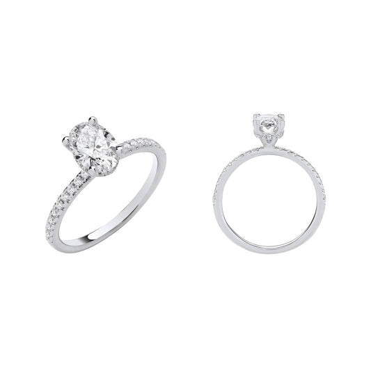 18ct White Gold 1.21ctw Oval Lab Grown Hidden Halo Diamond Ring Igi Certified