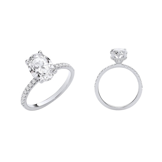 18ct White Gold 2.24ctw Oval Lab Grown Hidden Halo Diamond Ring Igi Certified