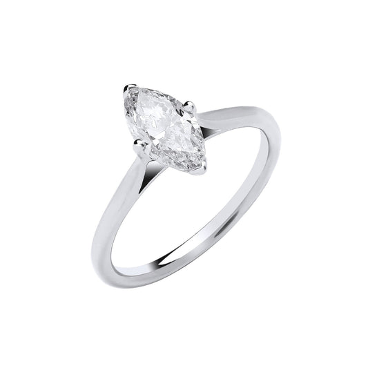 18ct White Gold 1.00ctw Marquise Cut  Lab Grown Diamond Ring Igi Certified