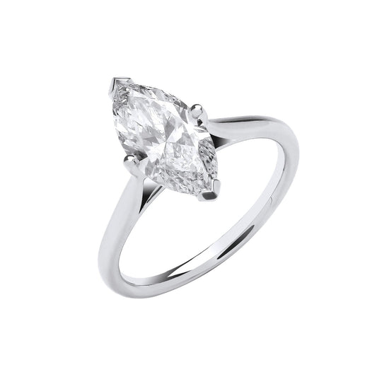 18ct White Gold 2.00ctw Marquise Cut  Lab Grown Diamond Ring Igi Certified