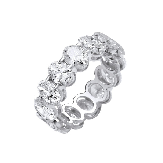 18ct White Gold 7.00ctw Oval Cut Lab Grown Diamond Eternity Ring Igi Certified