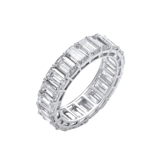 18ct White Gold 6.00ctw Emerald Cut Lab Grown Diamond Eternity Ring Igi Certified