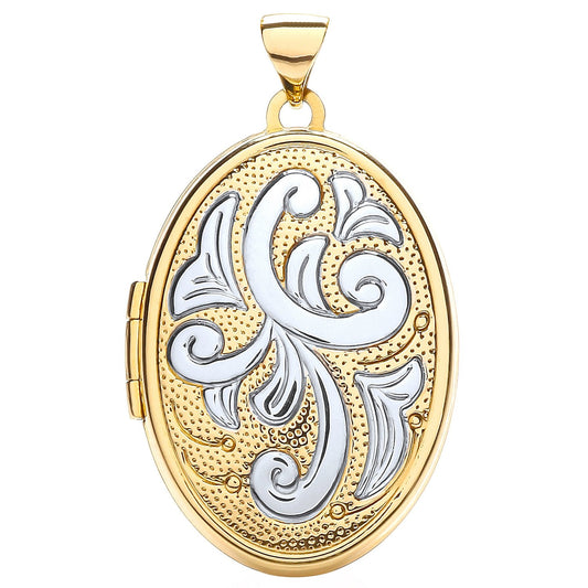 Yellow/white Oval Shaped Family Locket