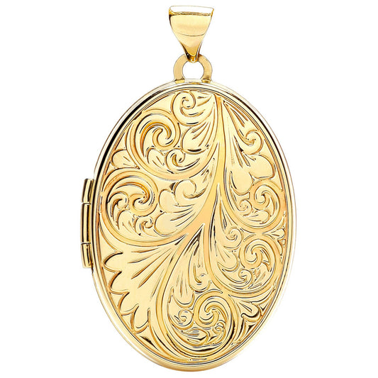 Yellow Gold Oval Locket With Design