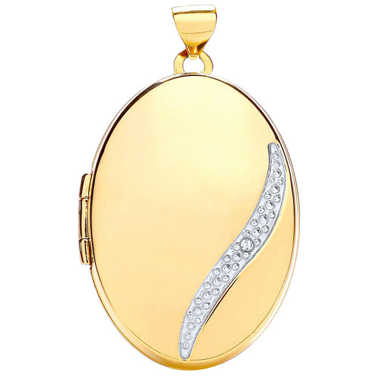 Yellow Gold Oval Locket With Diamond