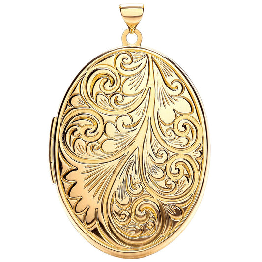 Yellow Gold Oval Locket With Design