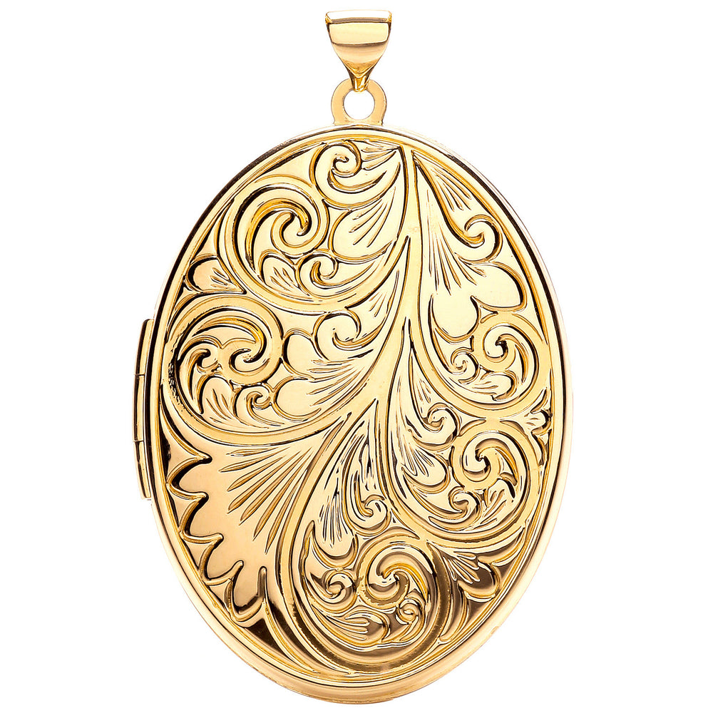 Yellow Gold Oval Locket with design