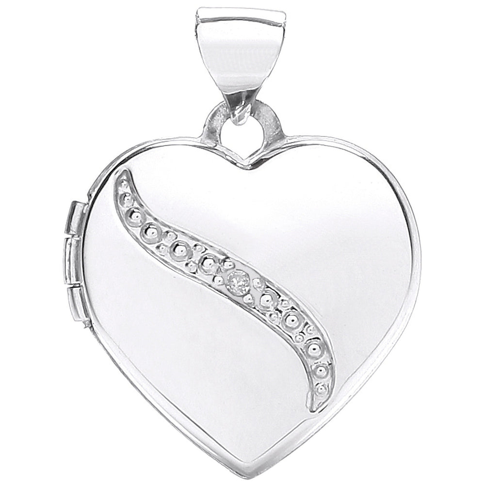 White Gold Heart Shape Locket with Diamond – product view