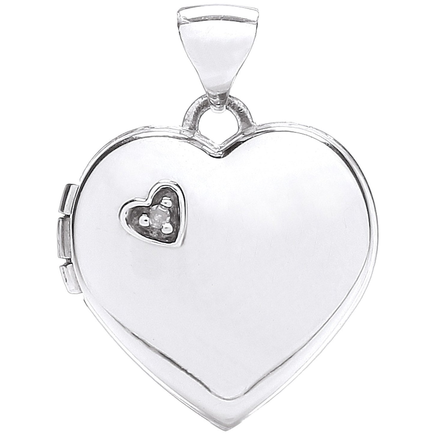 White Gold Heart Shape Locket With Diamond
