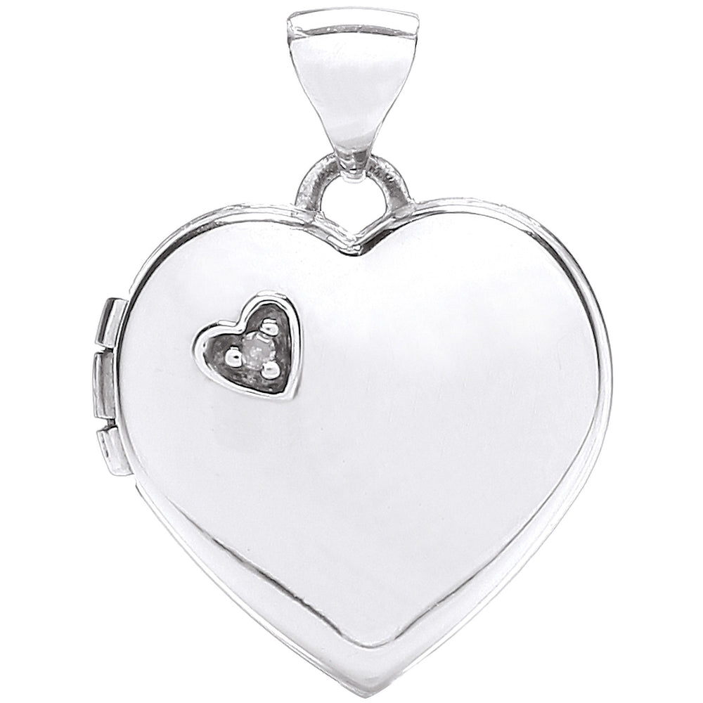 White Gold Heart Shape Locket with Diamond