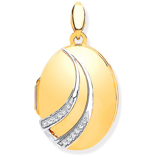 Yellow Gold & Diamonds Oval Locket