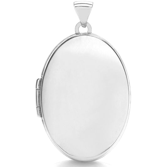 White Gold Oval Plain Locket