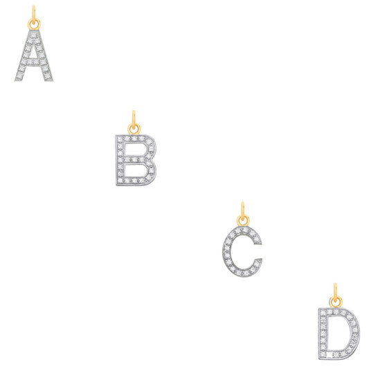 Yellow Gold Medium Cubic Zirconia Initial Pendants