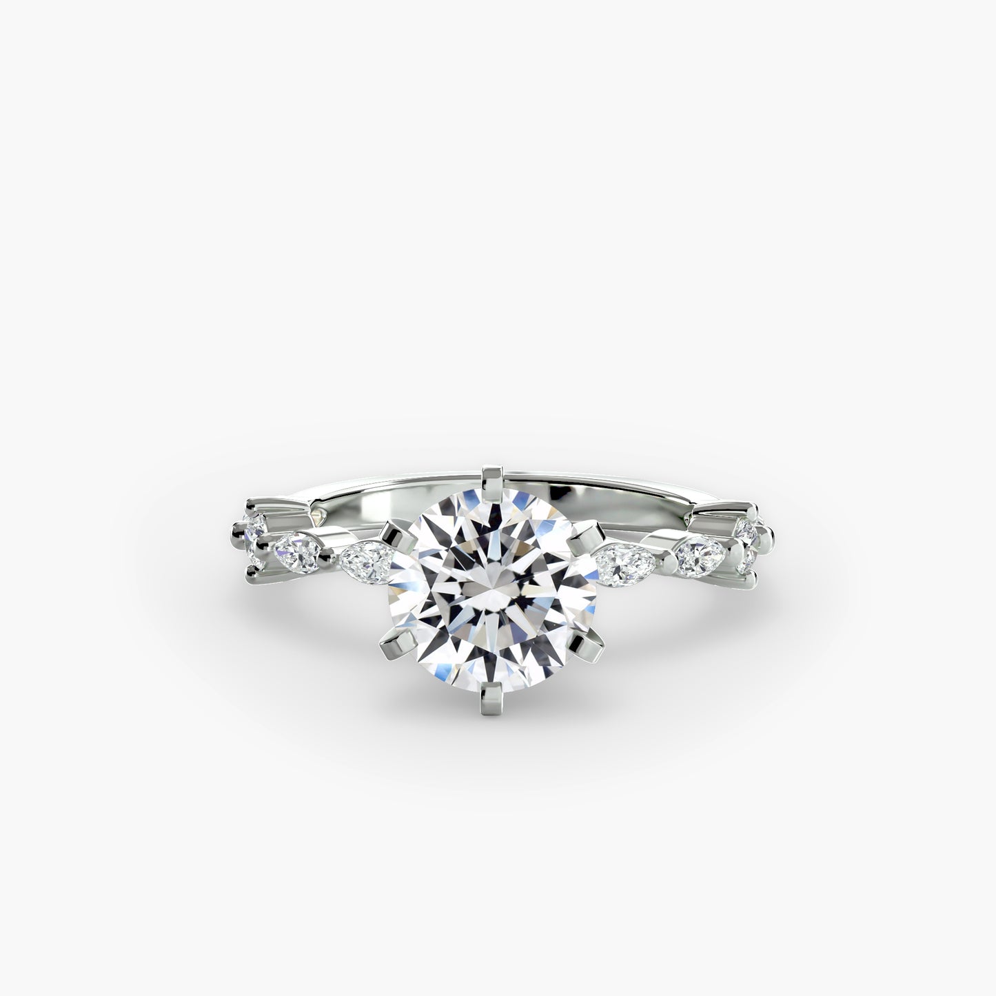 Solitaire Eternity Pavé Engagement Ring 0.50ct–3.00ct with 0.32ct Side Stones for Women | Imperial Time UK Ltd