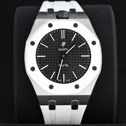 Ocho Negro SSX03W101N watch with black textured dial and silver-tone conversion case