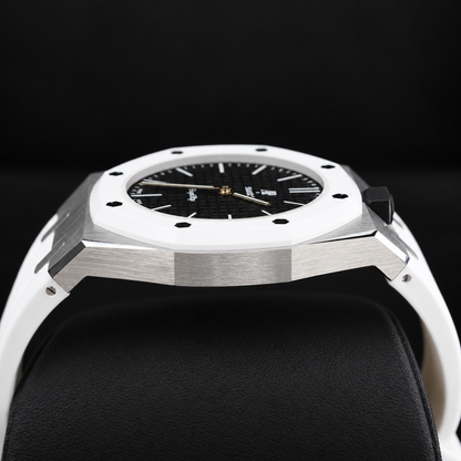 Ocho Negro SSX03W101N with aftermarket silver metal case and rubber strap