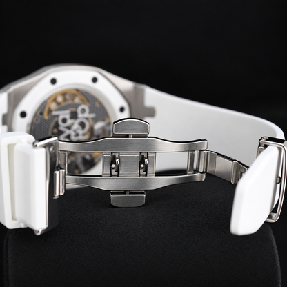 Swatch Ocho Negro SSX03W101N with silver-tone conversion case and black dial