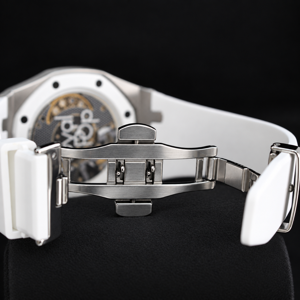 Swatch Ocho Negro SSX03W101N with silver-tone conversion case and black dial