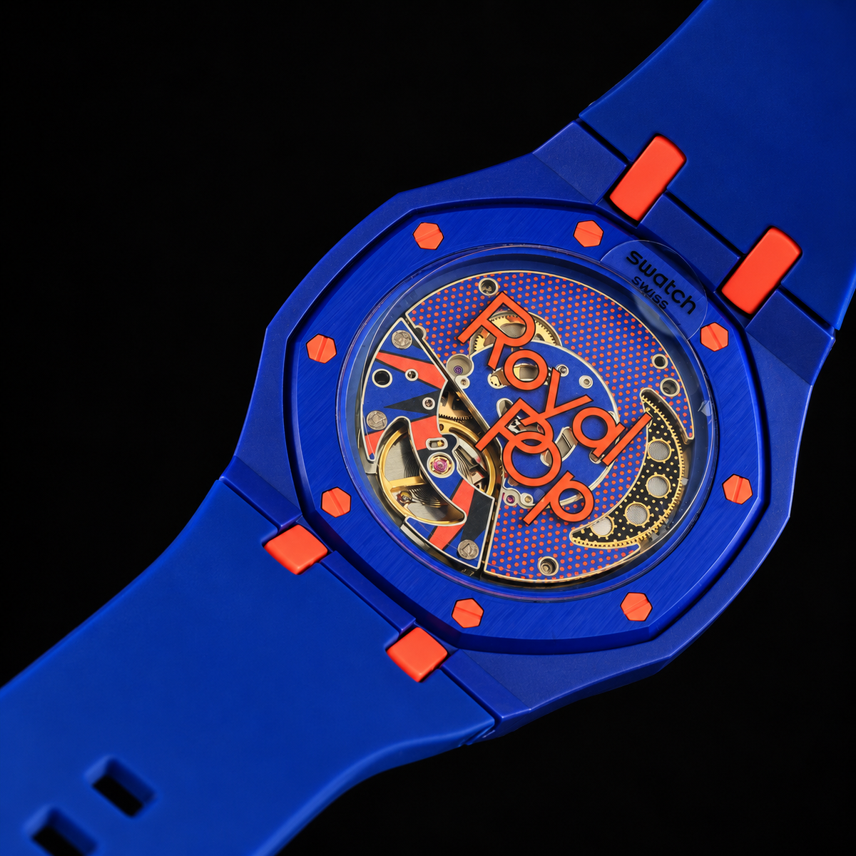 AP Swatch Royal Pop ORENJI HACHI Bio-ceramic Pocket Watch SSX03L103N back side 