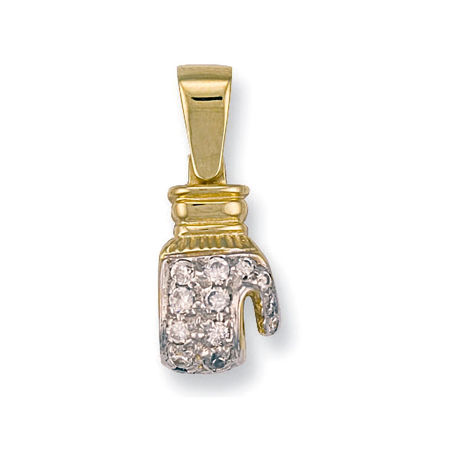 Yellow Gold Cubic Zirconia Boxing Glove Pendant