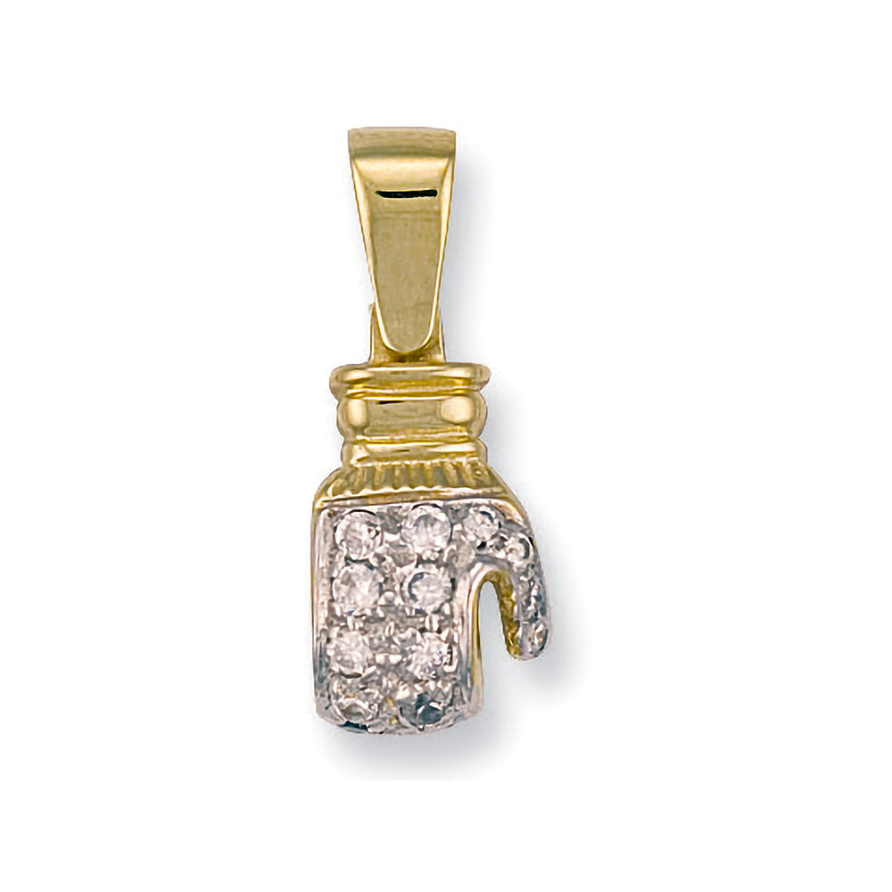 Yellow Gold Cubic Zirconia Boxing Glove Pendant – product view