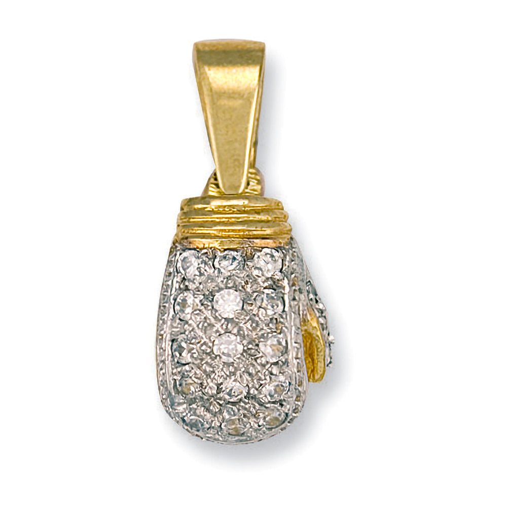 Yellow Gold Cubic Zirconia Boxing Glove Pendant