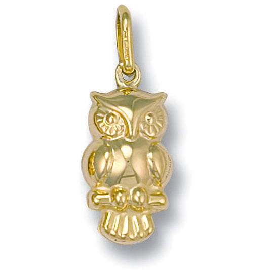 Yellow Gold Owl Pendant