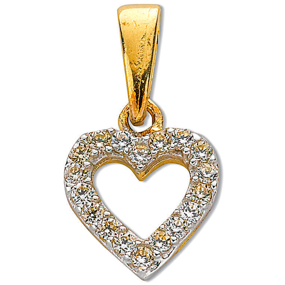 Yellow Gold Cubic Zirconia Heart Pendant
