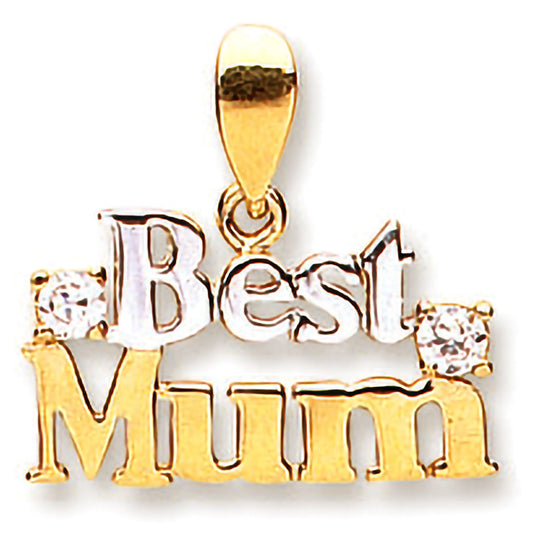 Yellow & White Gold Best Mum Pendant