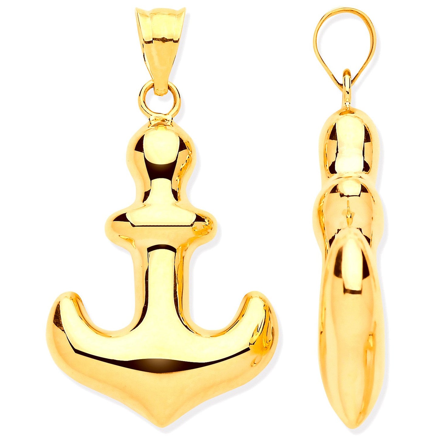Yellow Gold Hollow Anchor Pendant