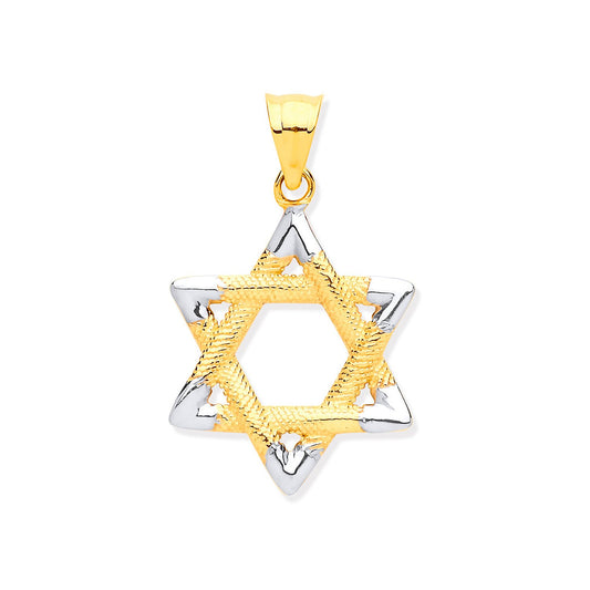 White & Yellow Gold Star Of David Pendant