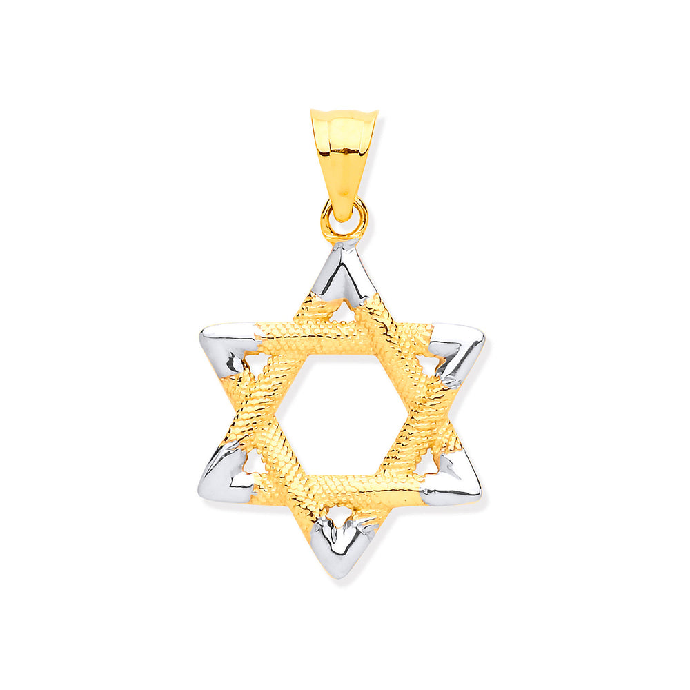 White & Yellow Gold Star of David Pendant