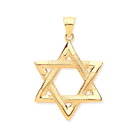 Yellow Gold Star Of David Large Pendant
