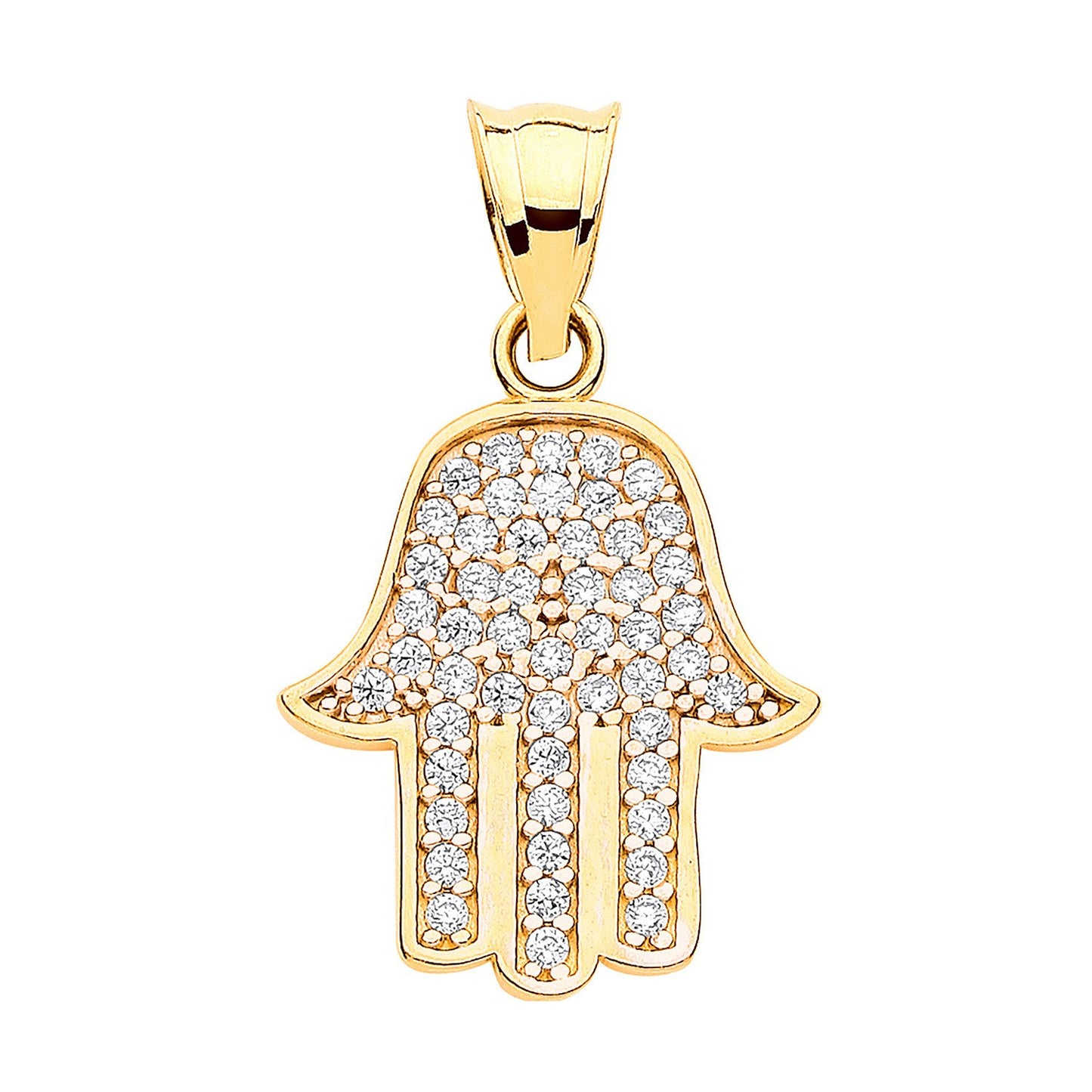 Yellow Gold Cubic Zirconia Hamsa Pendant