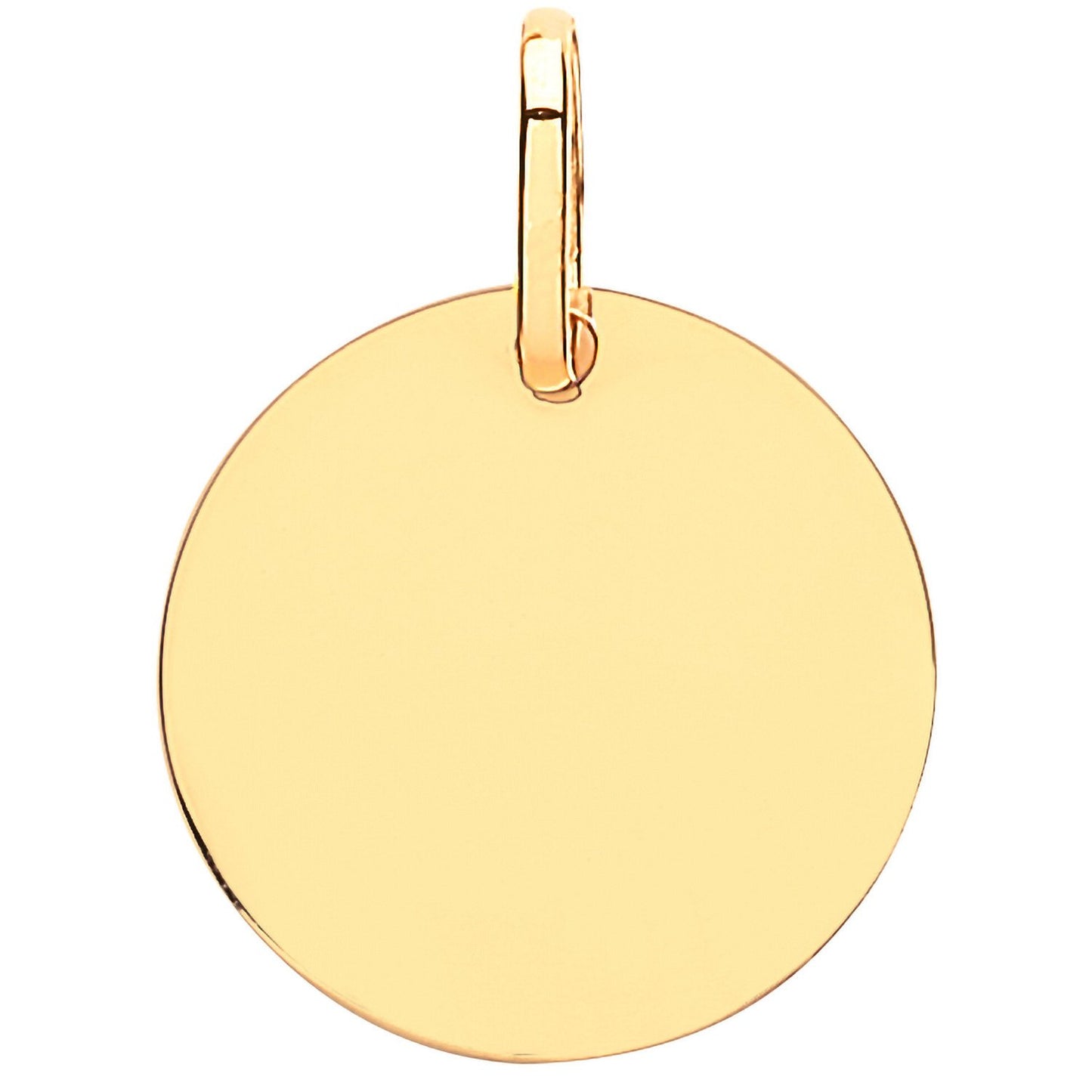 Yellow Gold 14mm Plain Round Pendant