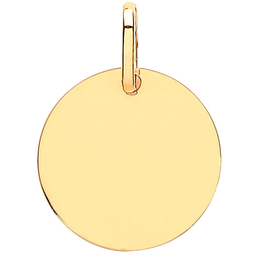 Yellow Gold 14mm Plain Round Pendant