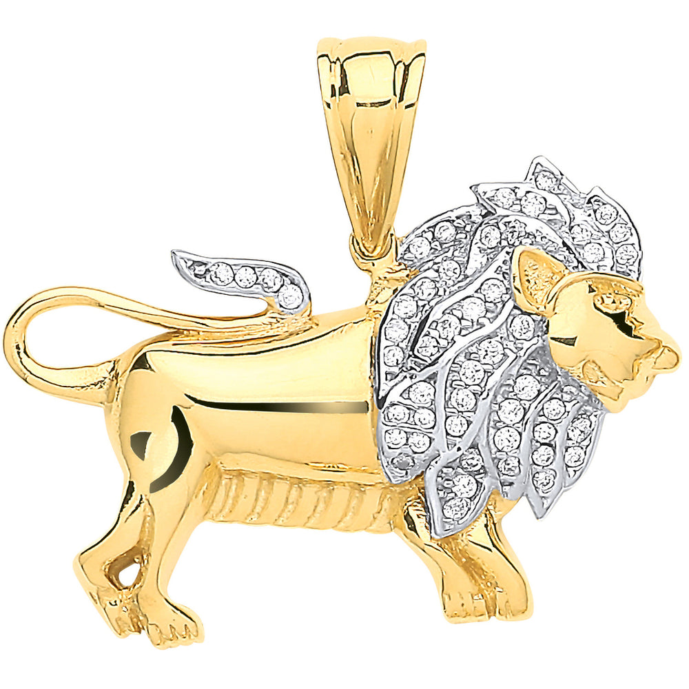 Yellow Gold Cubic Zirconia Lion Pendant – product view