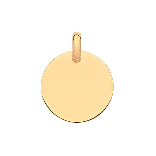 Yellow Gold 19mm Plain Round Pendant