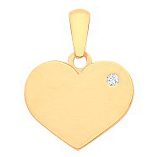 Yellow Gold Cubic Zirconia Plain Heart Pendant
