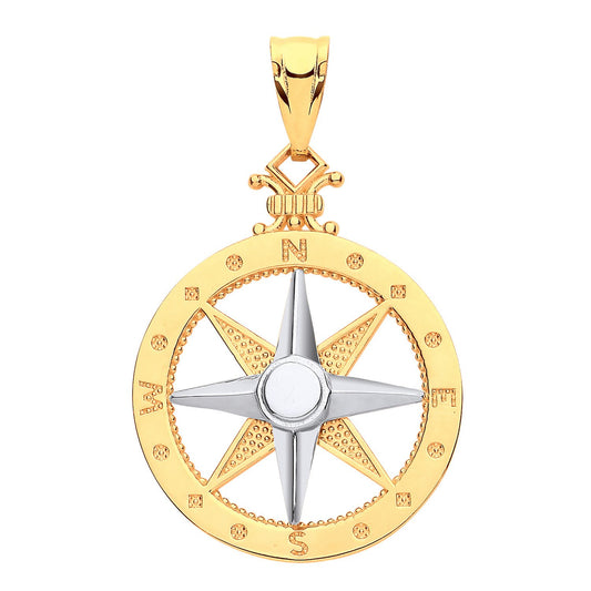 Yellow White Gold Compass Pendant
