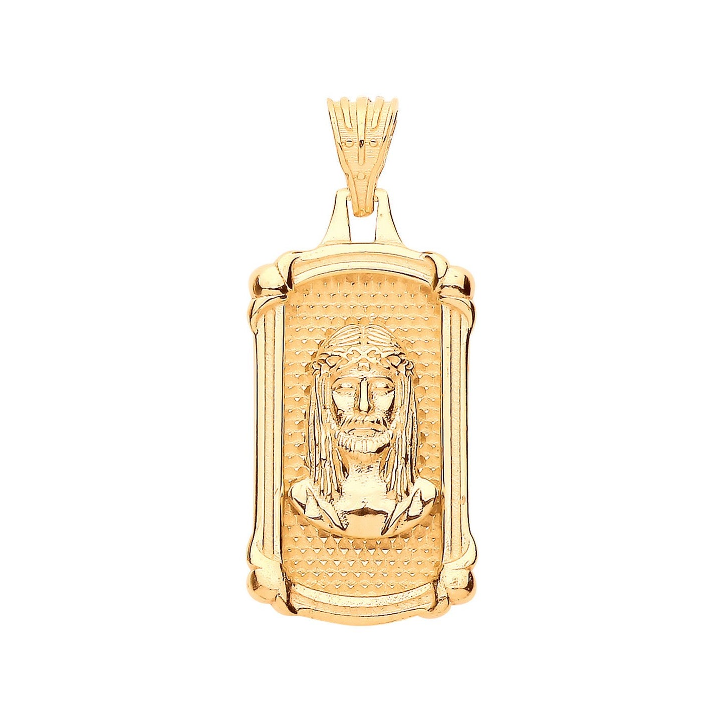 Yellow Gold Jesus Dog Tag Pendant