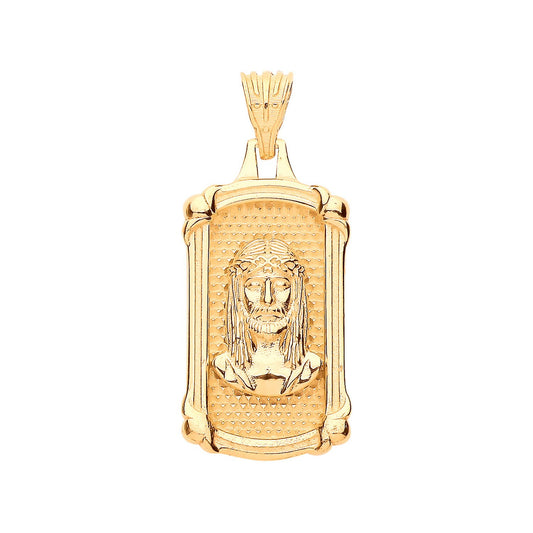 Yellow Gold Jesus Dog Tag Pendant
