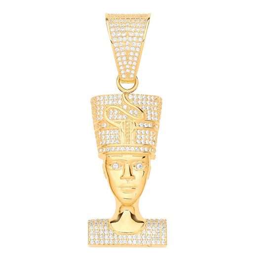 Yellow Gold Cubic Zirconia Nefertiti       Pendant