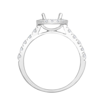 950 Platinum Gold 0.37ct Natural Diamond Micro-set Halo and Shoulders Wed-fit Ring Mount + 0.25ct Diamond