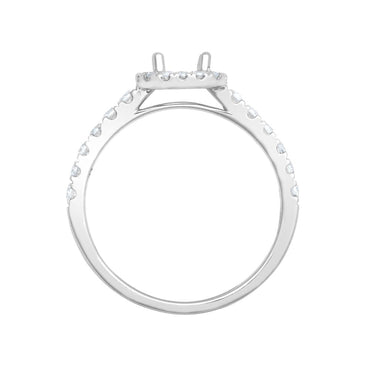 950 Platinum Gold 0.33ct Natural Diamond Micro-set Cushion-shaped Halo and Shoulders Wed-fit Ring Mount + 0.25ct Diamond