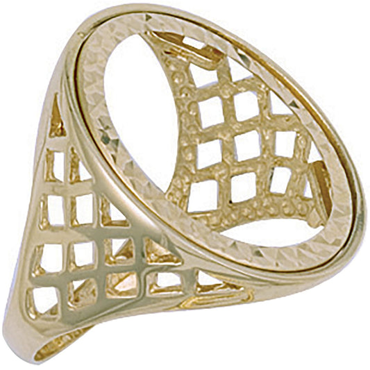 Yellow Gold (full) Basket Sides Sovereign Ring