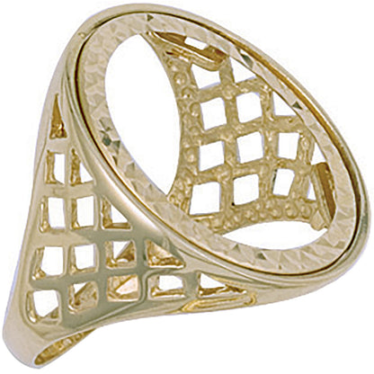 Yellow Gold (Full) Basket Sides Sovereign Ring