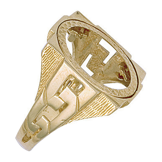 Yellow Gold (half) Square Top  Id Sides Sovereign Ring