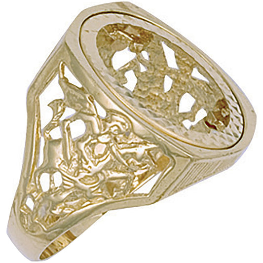 Yellow Gold (full) Square Top George & Dragon Sovereign Ring