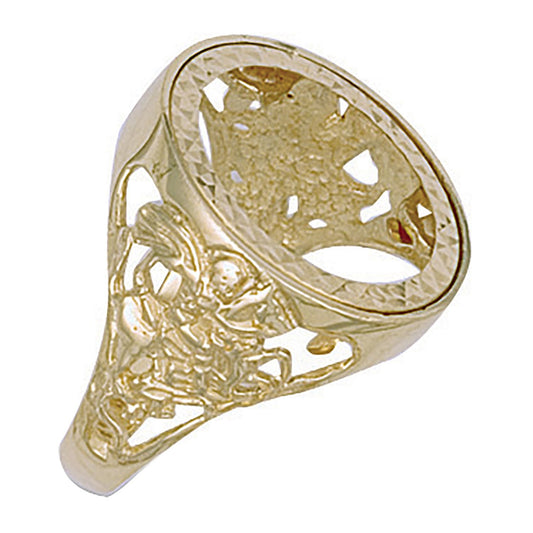 Yellow Gold (half) George & Dragon Sovereign Ring